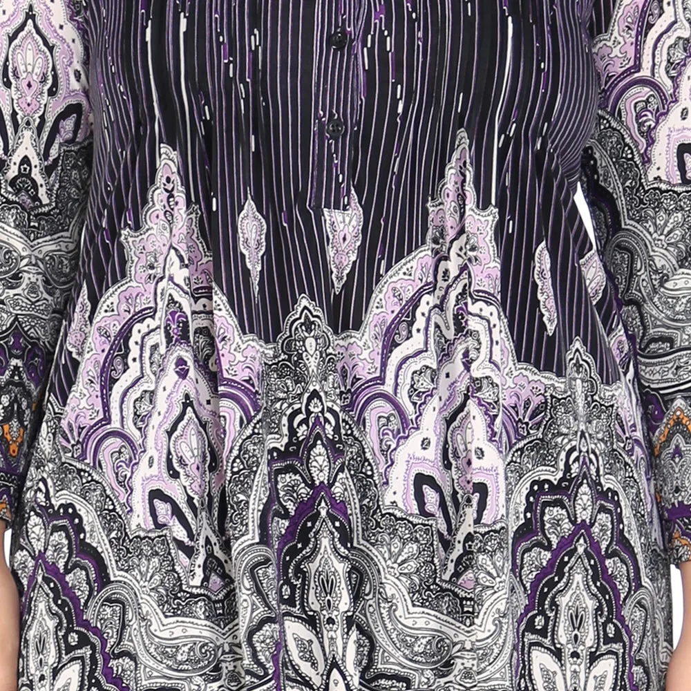 Plus Size La Cera Empire Paisley Print Tunic