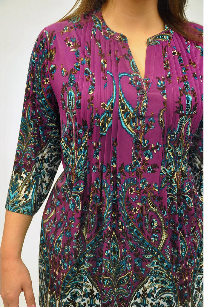Plus Size La Cera Pleat Front Printed Tunic