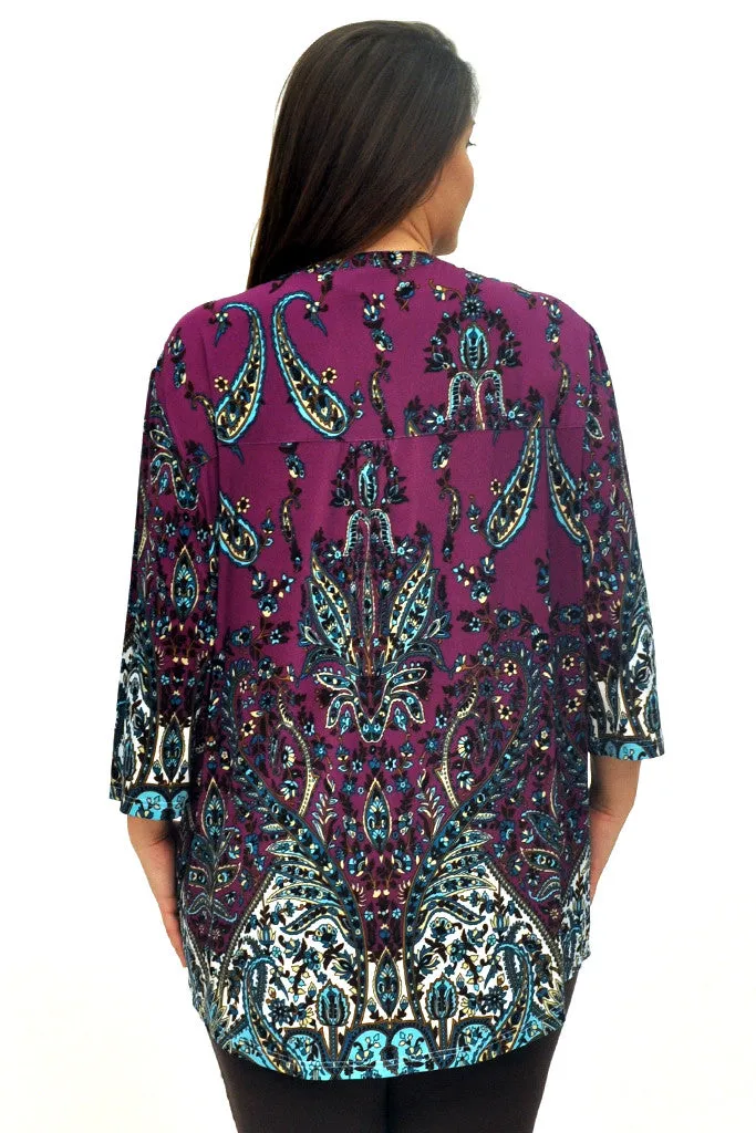 Plus Size La Cera Pleat Front Printed Tunic