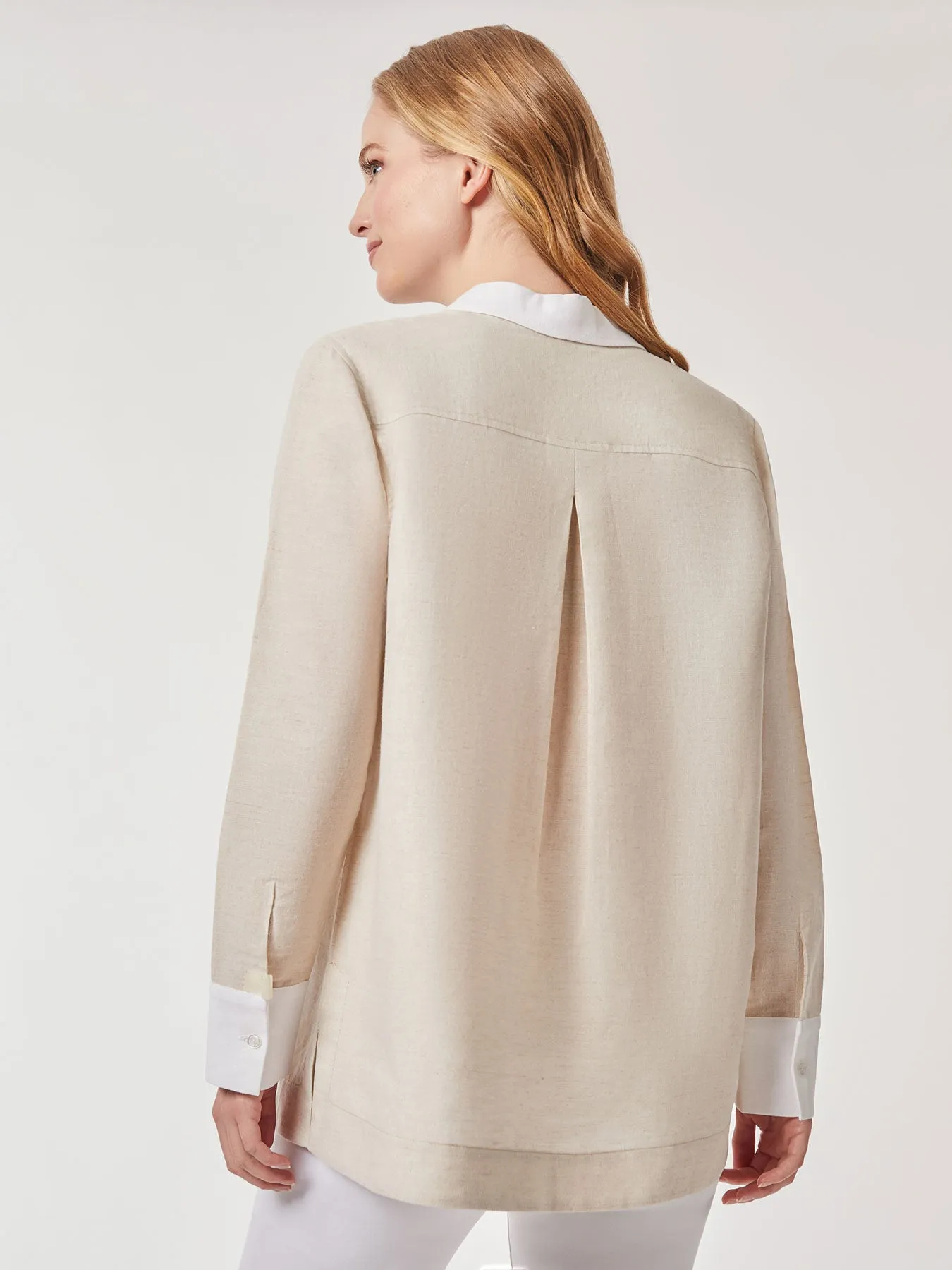Plus Size Solid Linen Popover Tunic