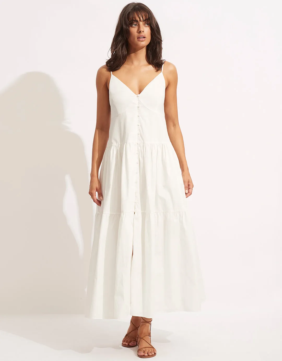Poplin Maxi Dress - White