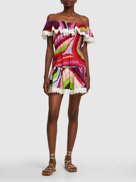 Pucci   Iride printed off-shoulder mini dress 