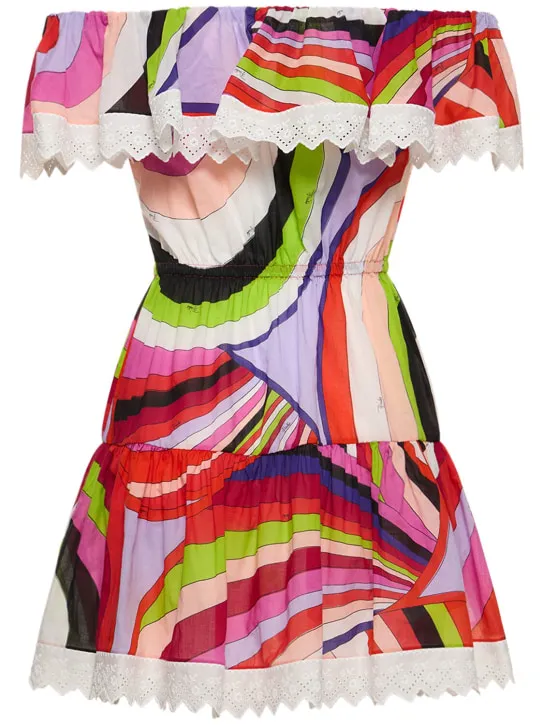 Pucci   Iride printed off-shoulder mini dress 