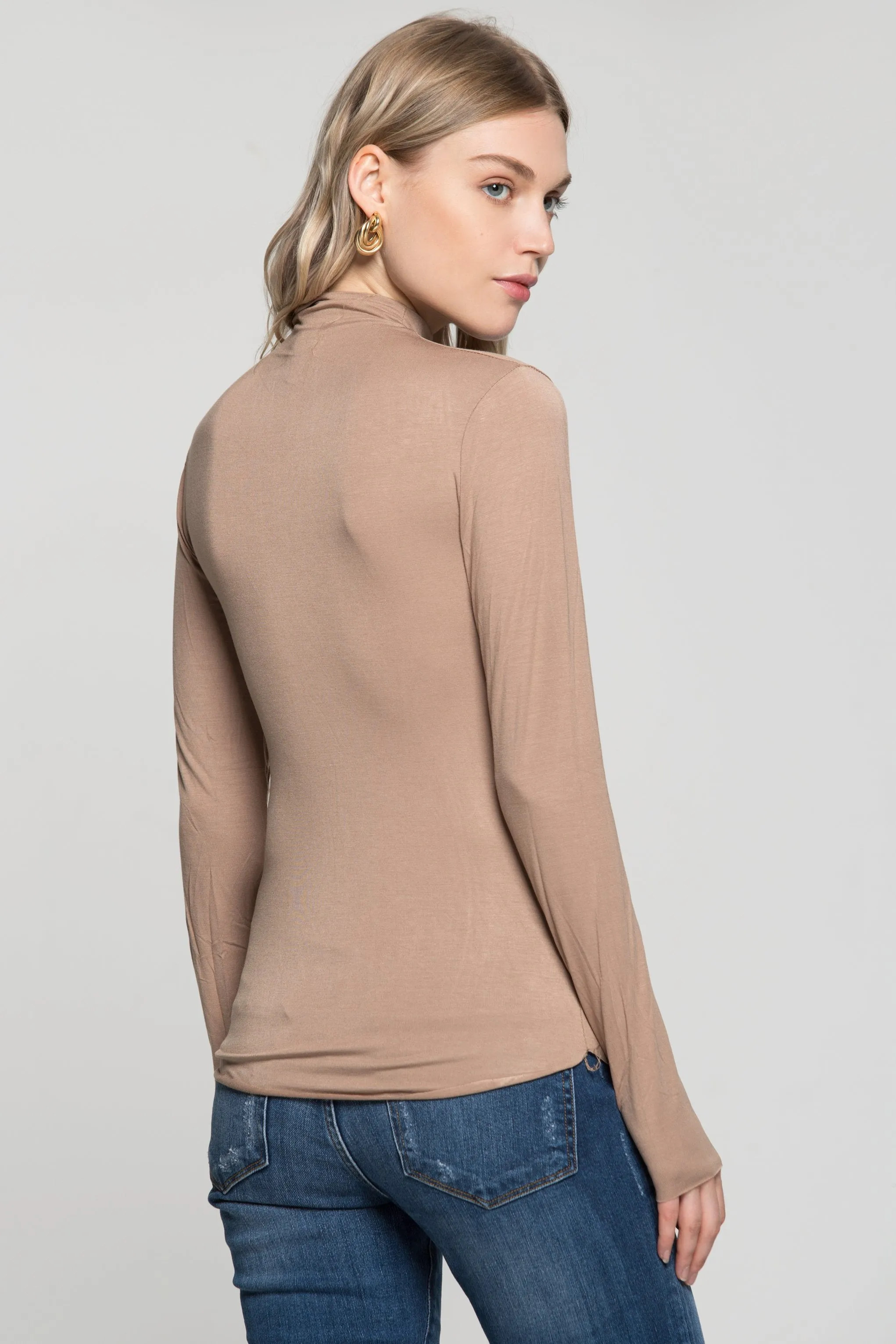Raw Amber Turtleneck Bodycon Top