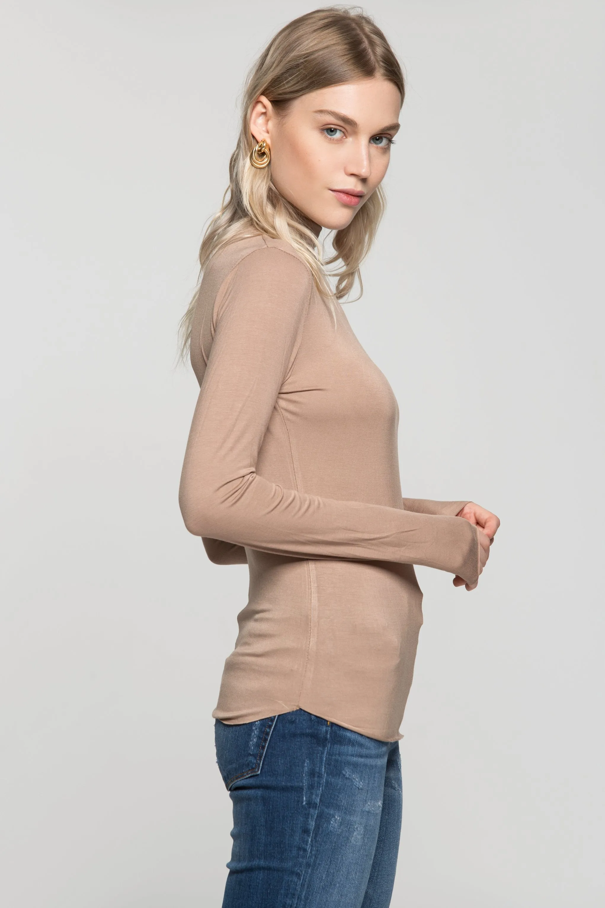 Raw Amber Turtleneck Bodycon Top