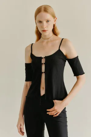 Ring Linked Cut Out Cold Shouler Tee