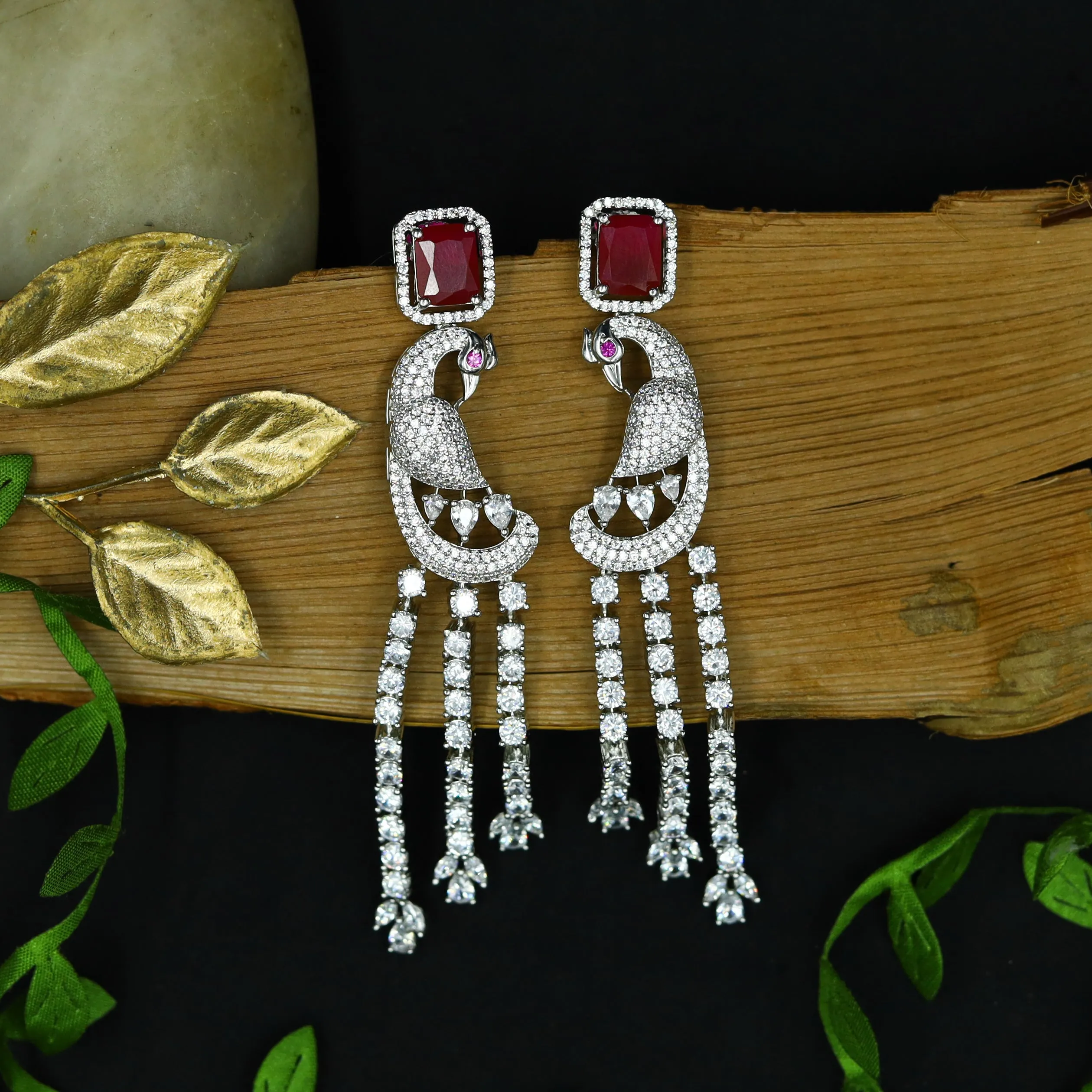 Round Neck Zircon/AD Necklace Set 12547-28