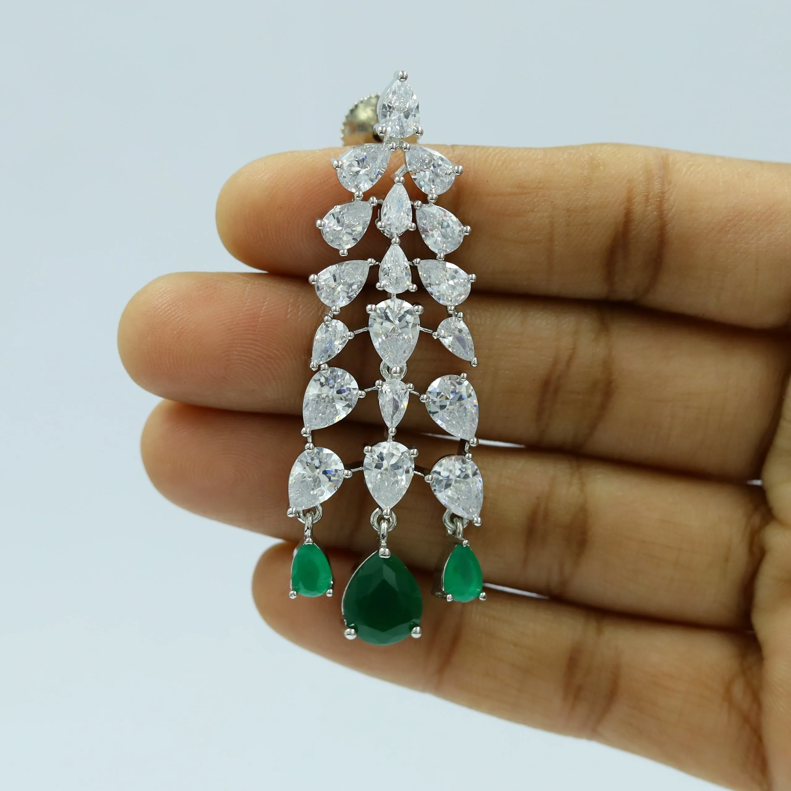 Round Neck Zircon/AD Necklace Set 12803-68