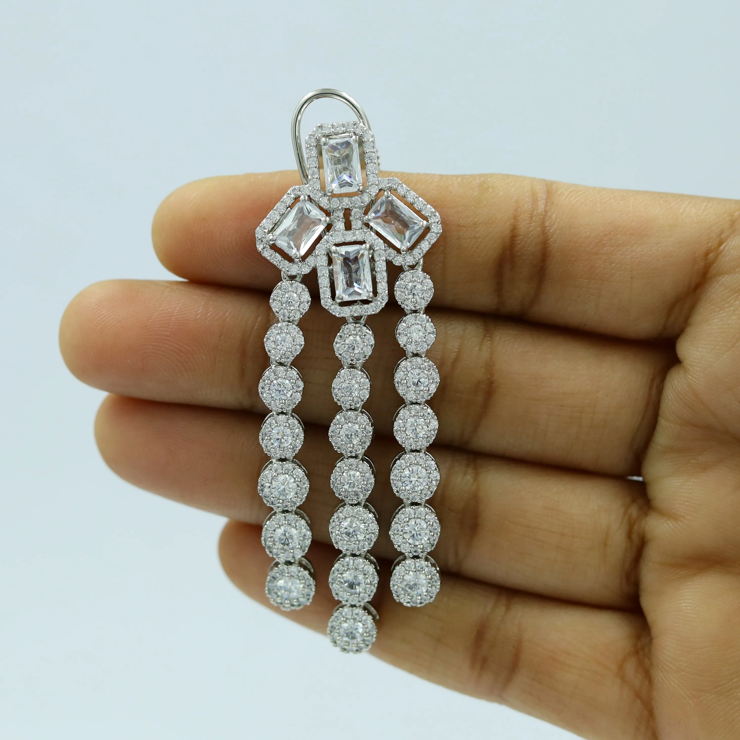 Round Neck Zircon/AD Necklace Set 12804-68