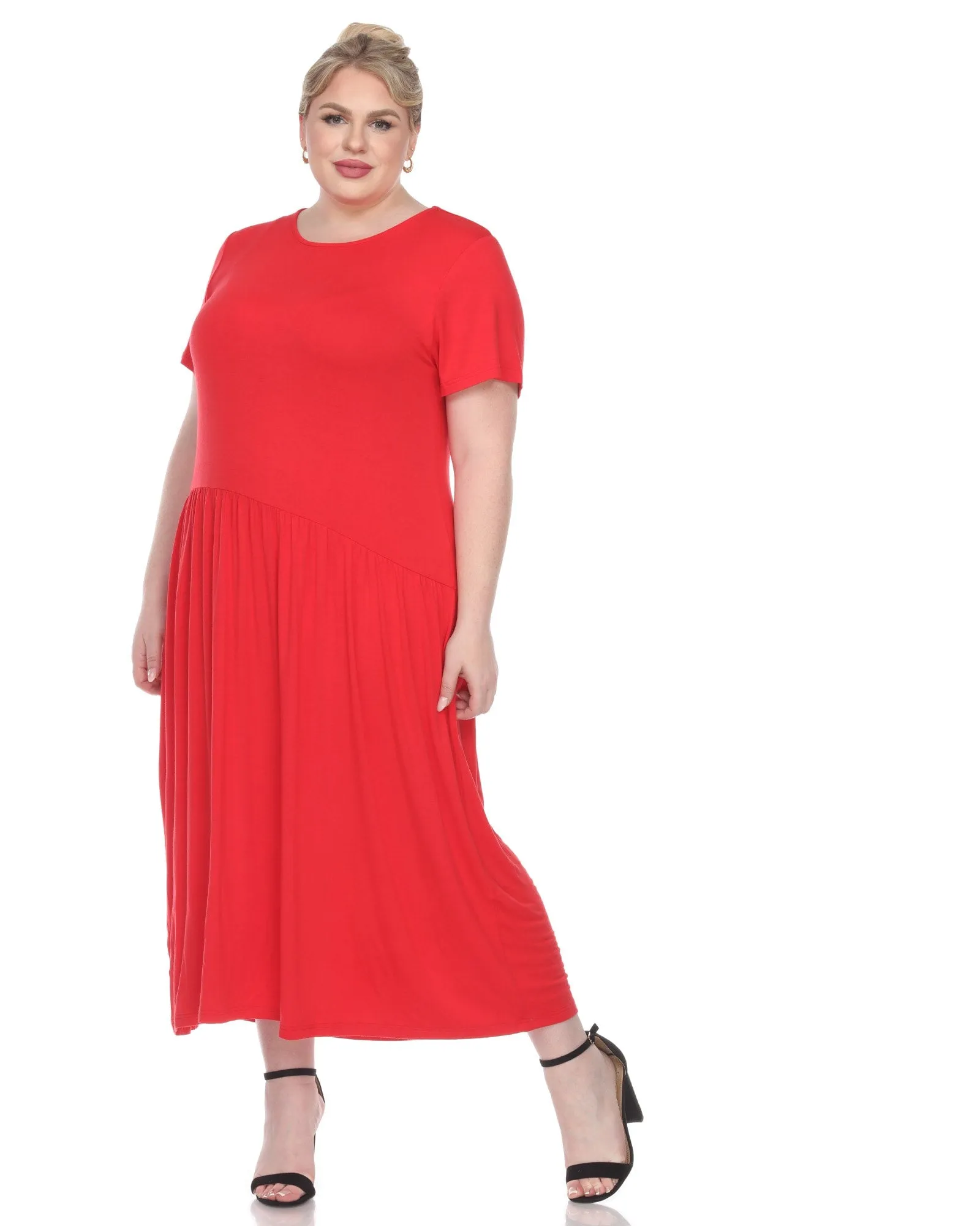 Short Sleeves Maxi Dress | Red