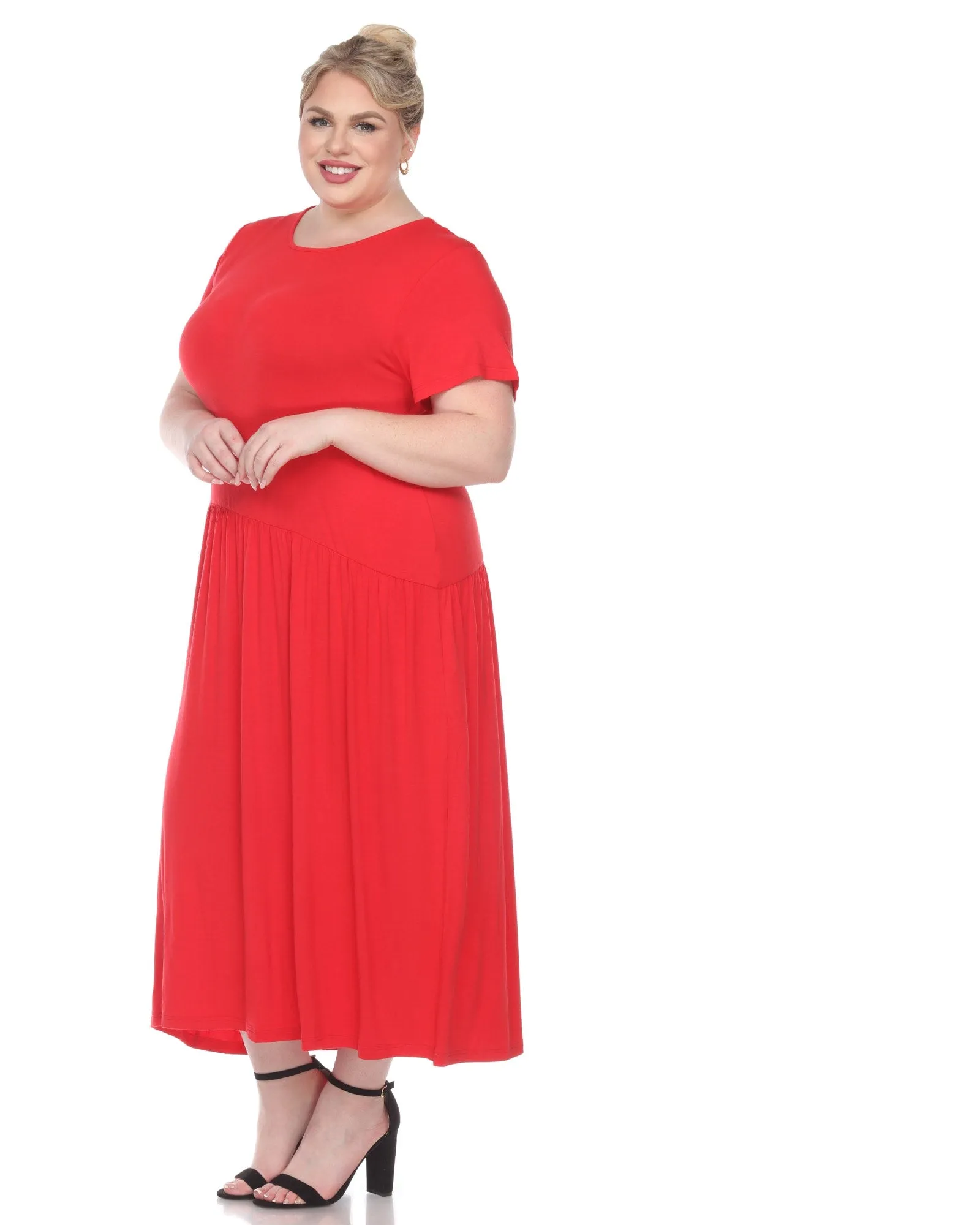 Short Sleeves Maxi Dress | Red