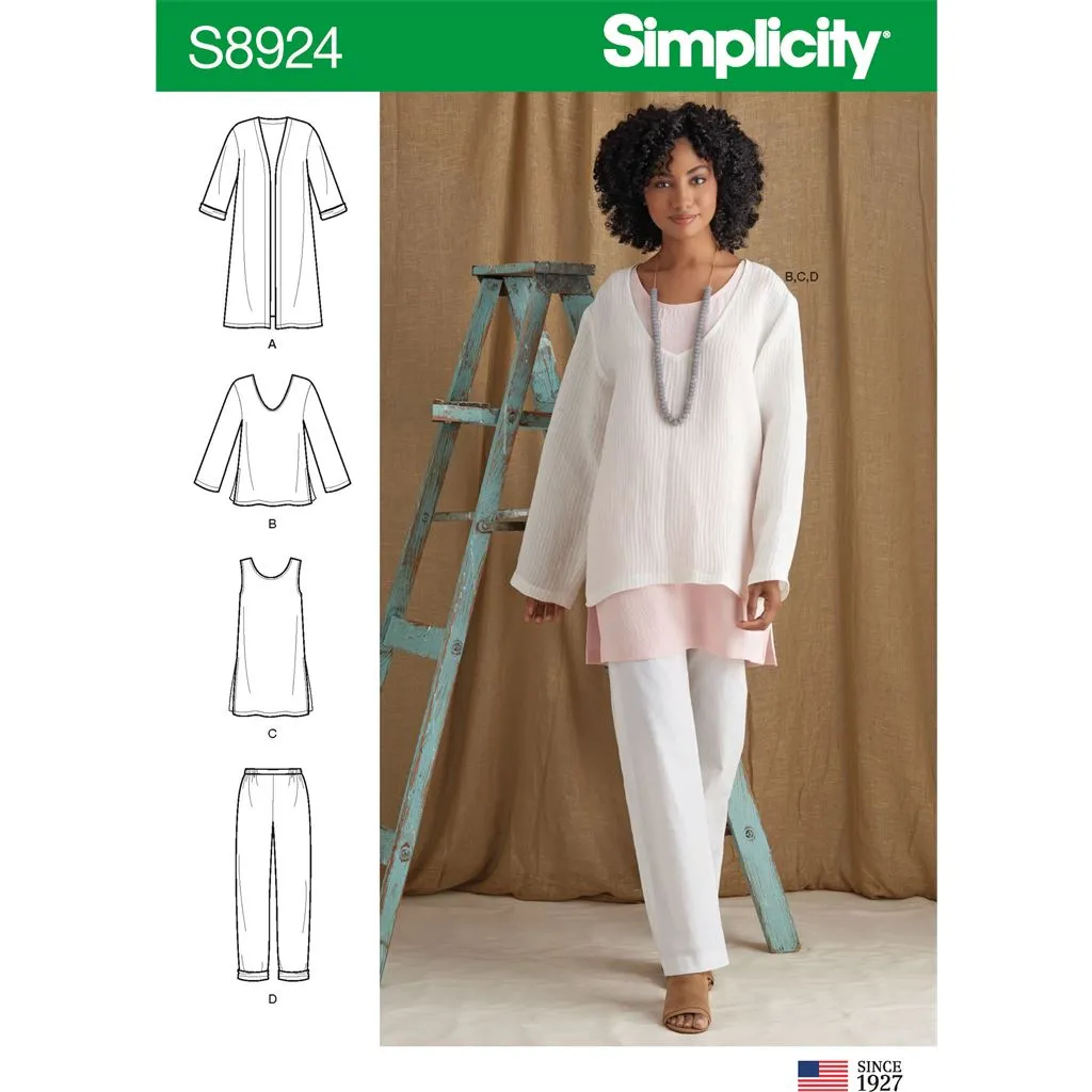 Simplicity Sewing Pattern S8924 Misses' Jacket, Top, Tunic, and Pull-On Pants
