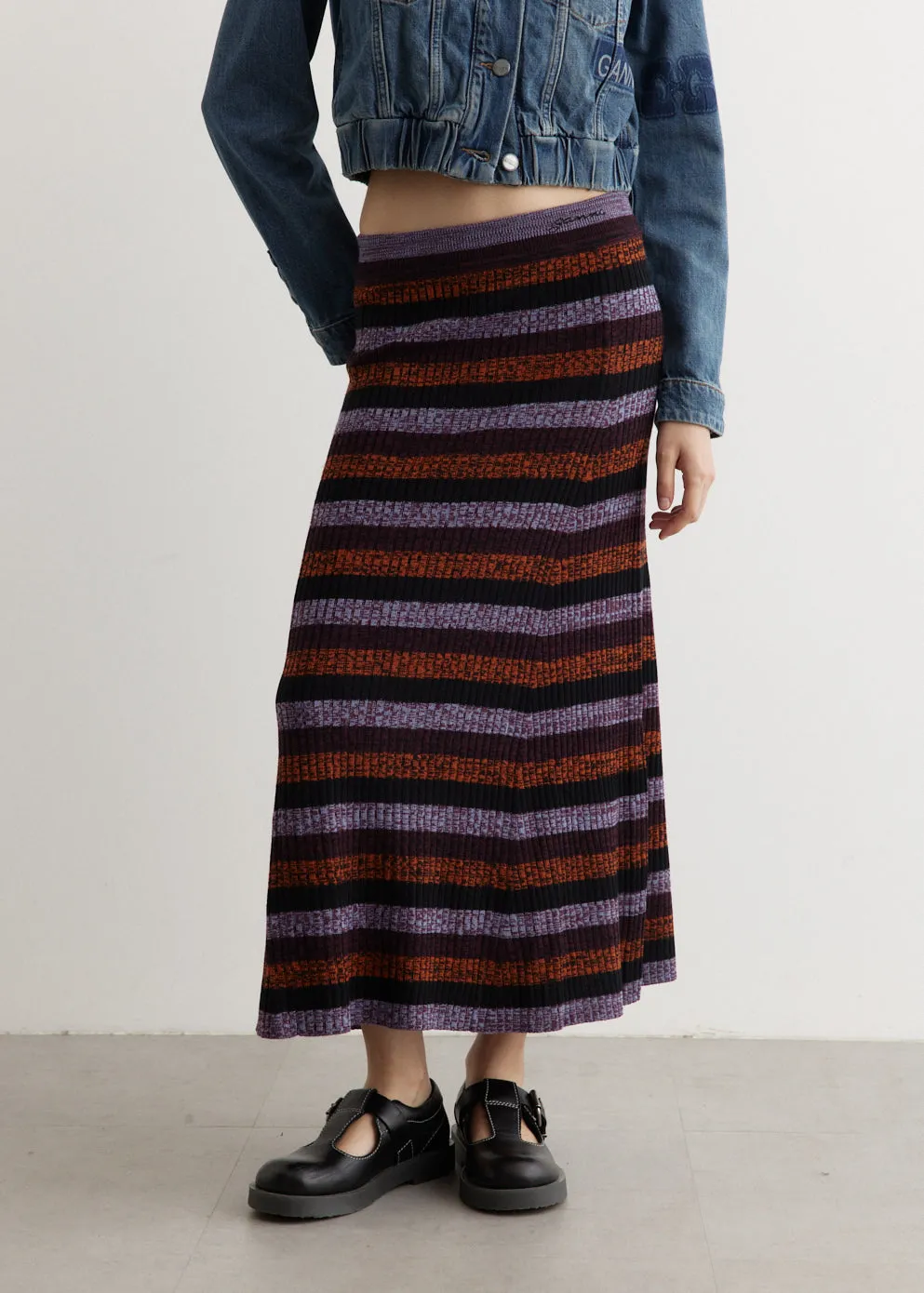 Sprayed Merino Rib Maxi Skirt