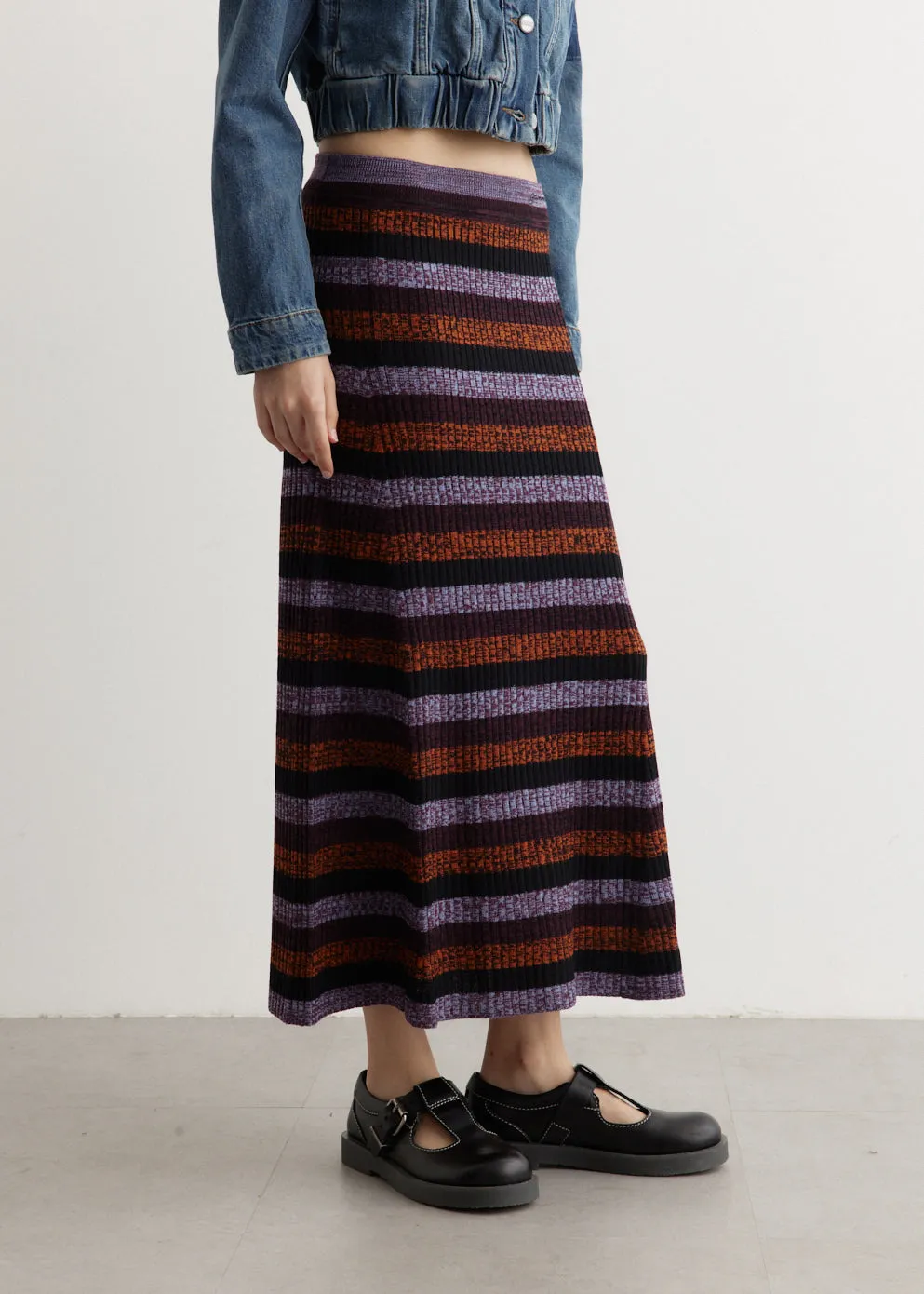 Sprayed Merino Rib Maxi Skirt