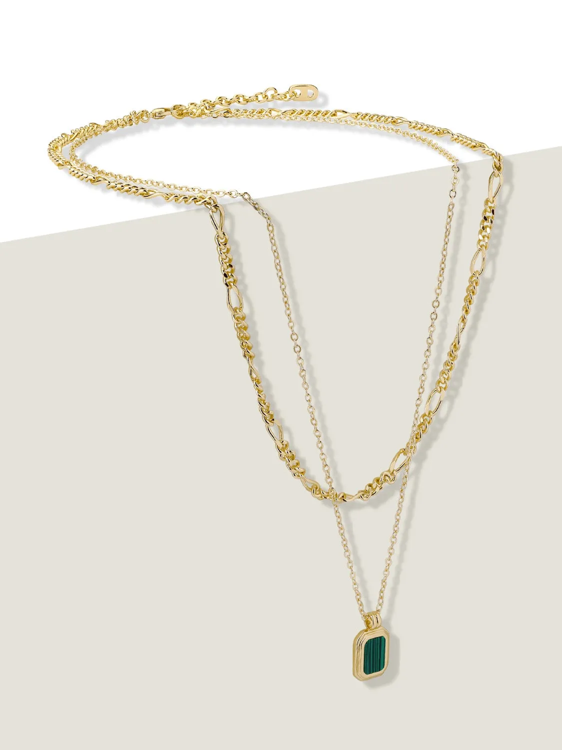 Square Malachite Layered Necklaces