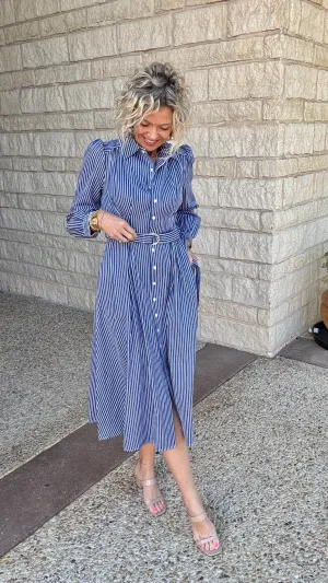 Stripe Shirt Maxi Dress