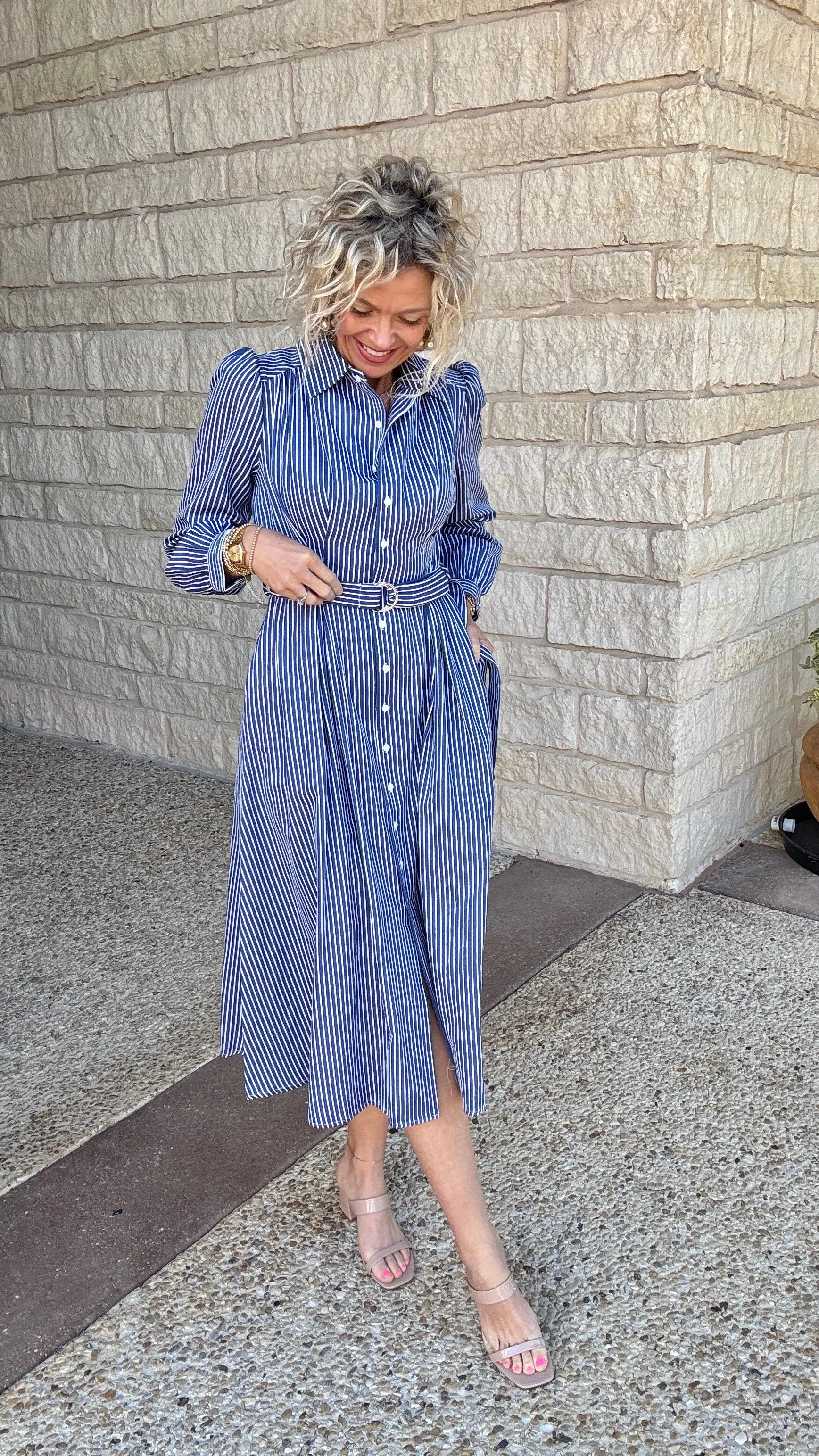Stripe Shirt Maxi Dress