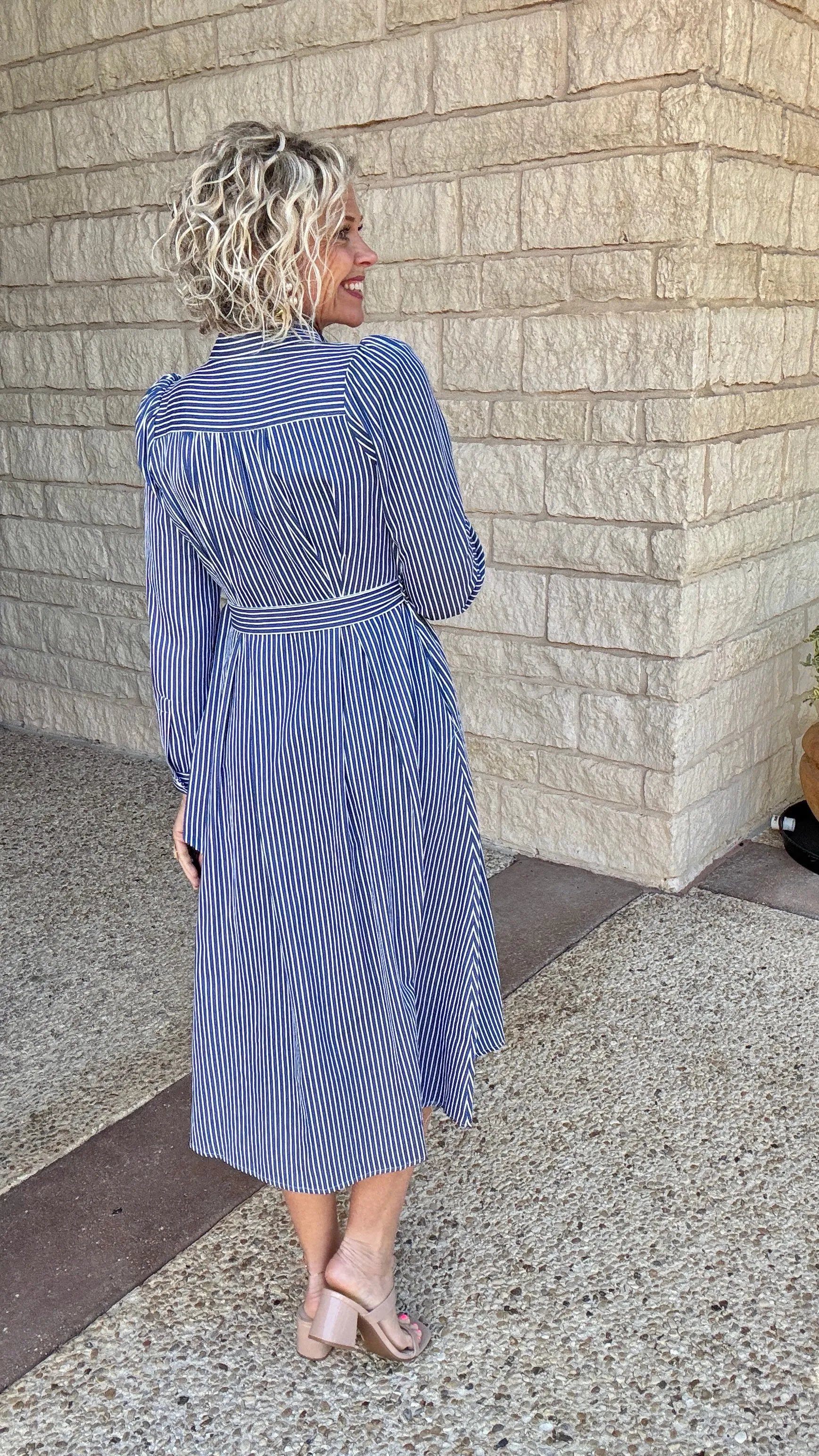 Stripe Shirt Maxi Dress