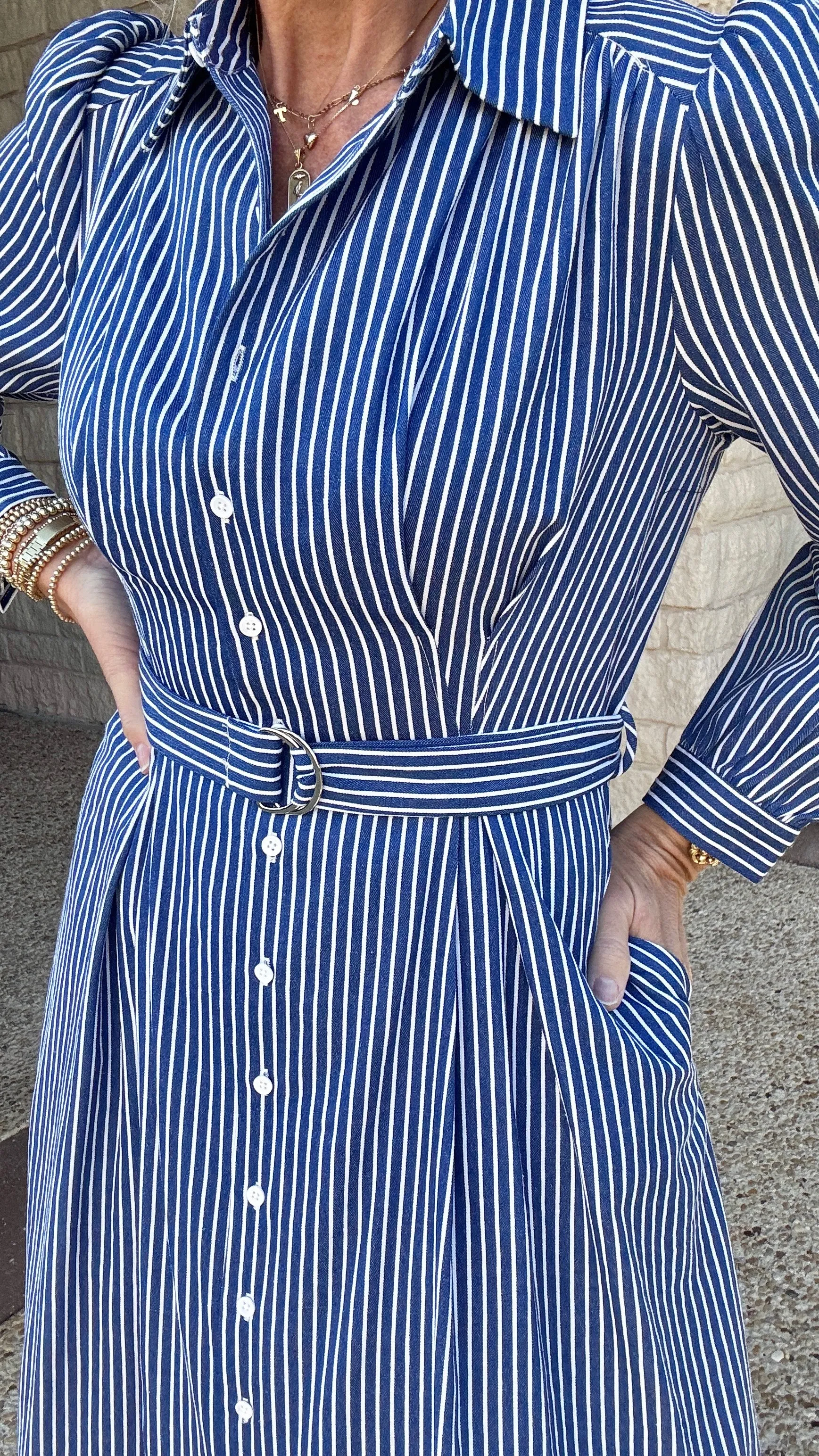 Stripe Shirt Maxi Dress