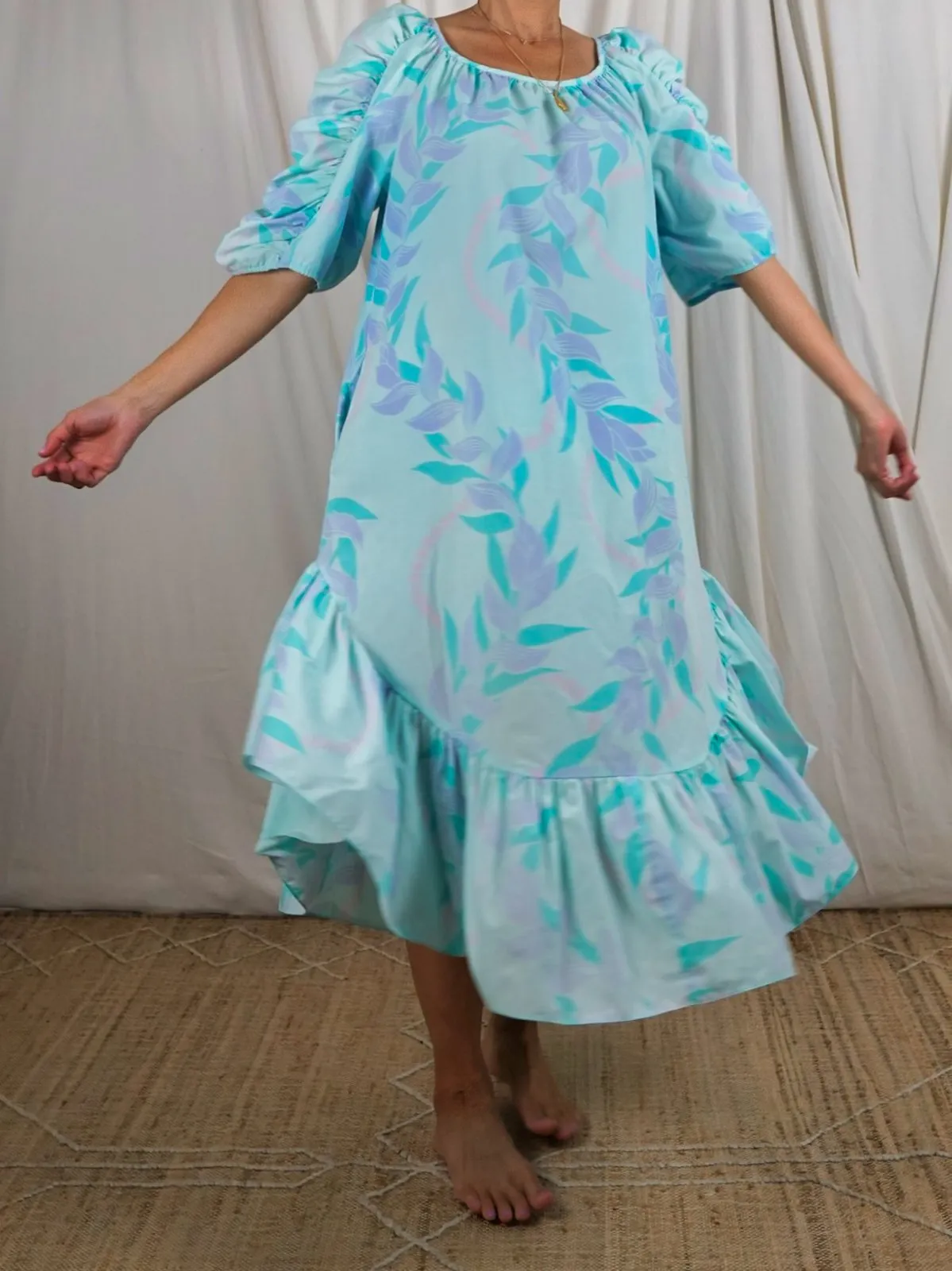 Vintage Pastel Hawaiian Mumu Dress