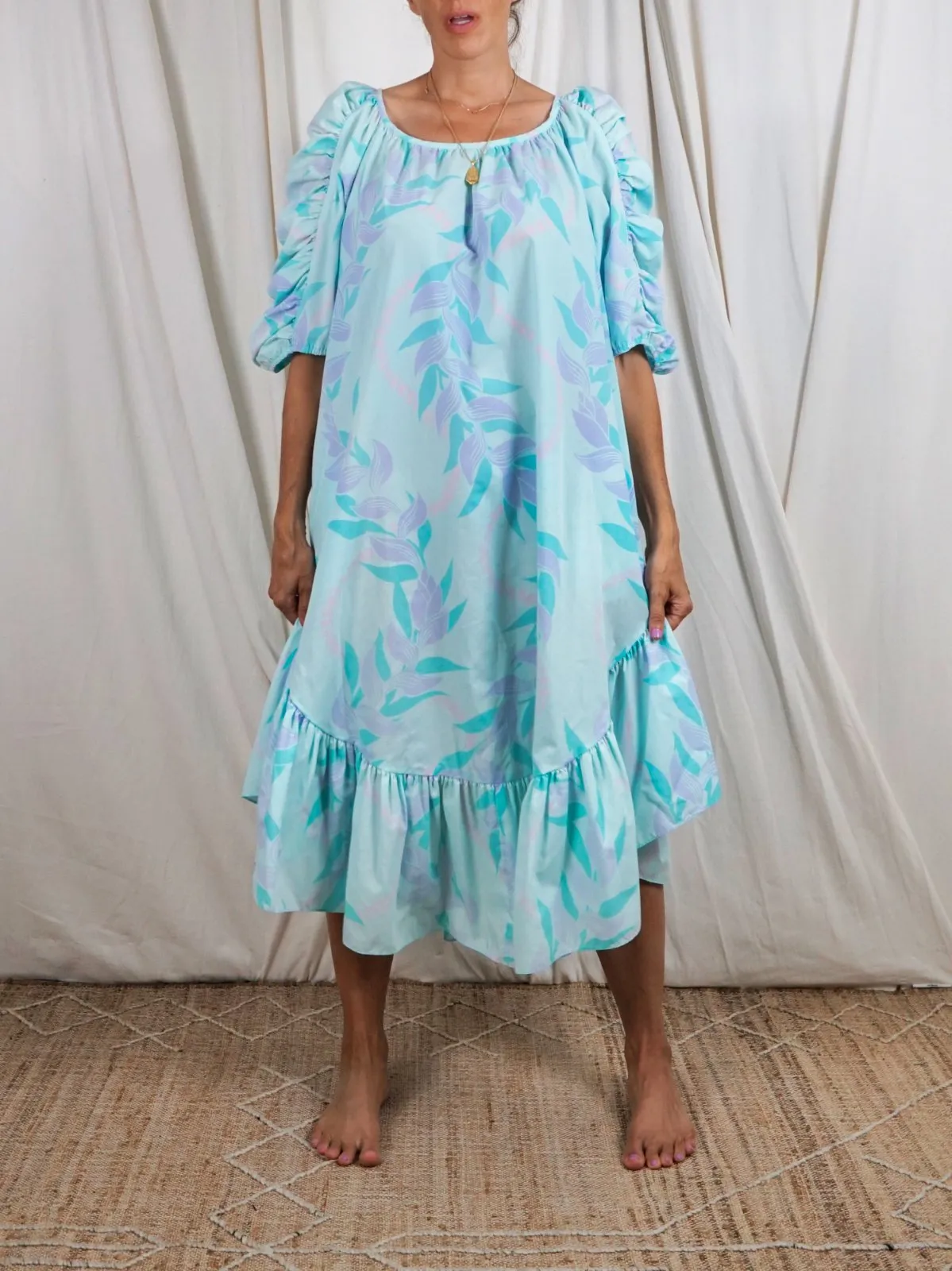 Vintage Pastel Hawaiian Mumu Dress