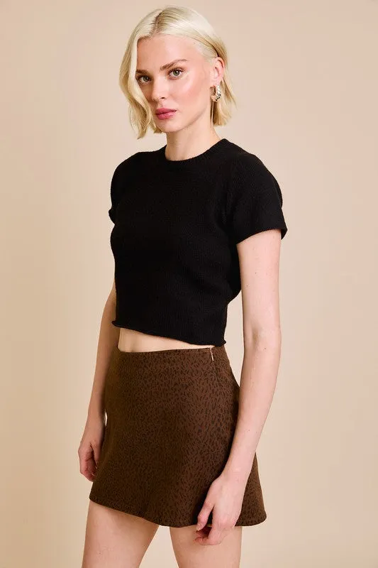 Waitlist 11/4 ♥ Maryann Short Sleeve Cropped Sweater Top Black