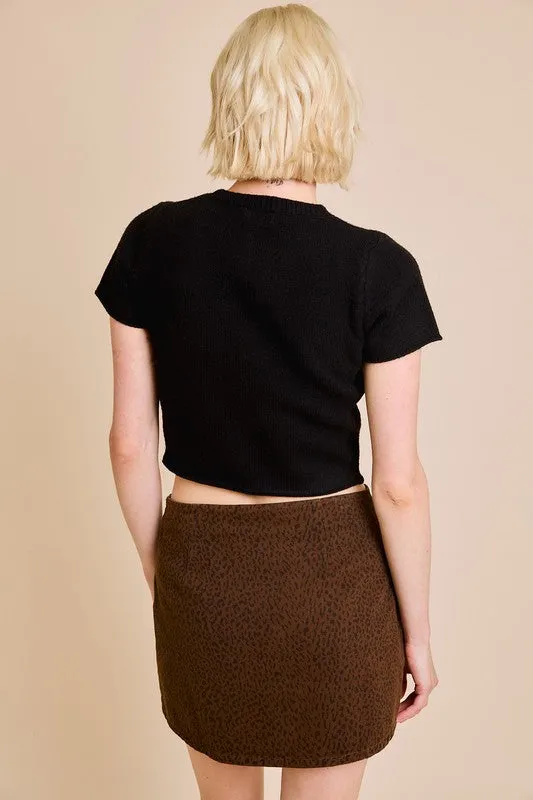 Waitlist 11/4 ♥ Maryann Short Sleeve Cropped Sweater Top Black