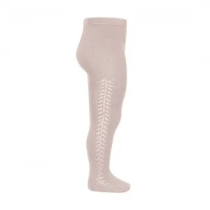 Warm Side Crochet Tights, Old Rose 544