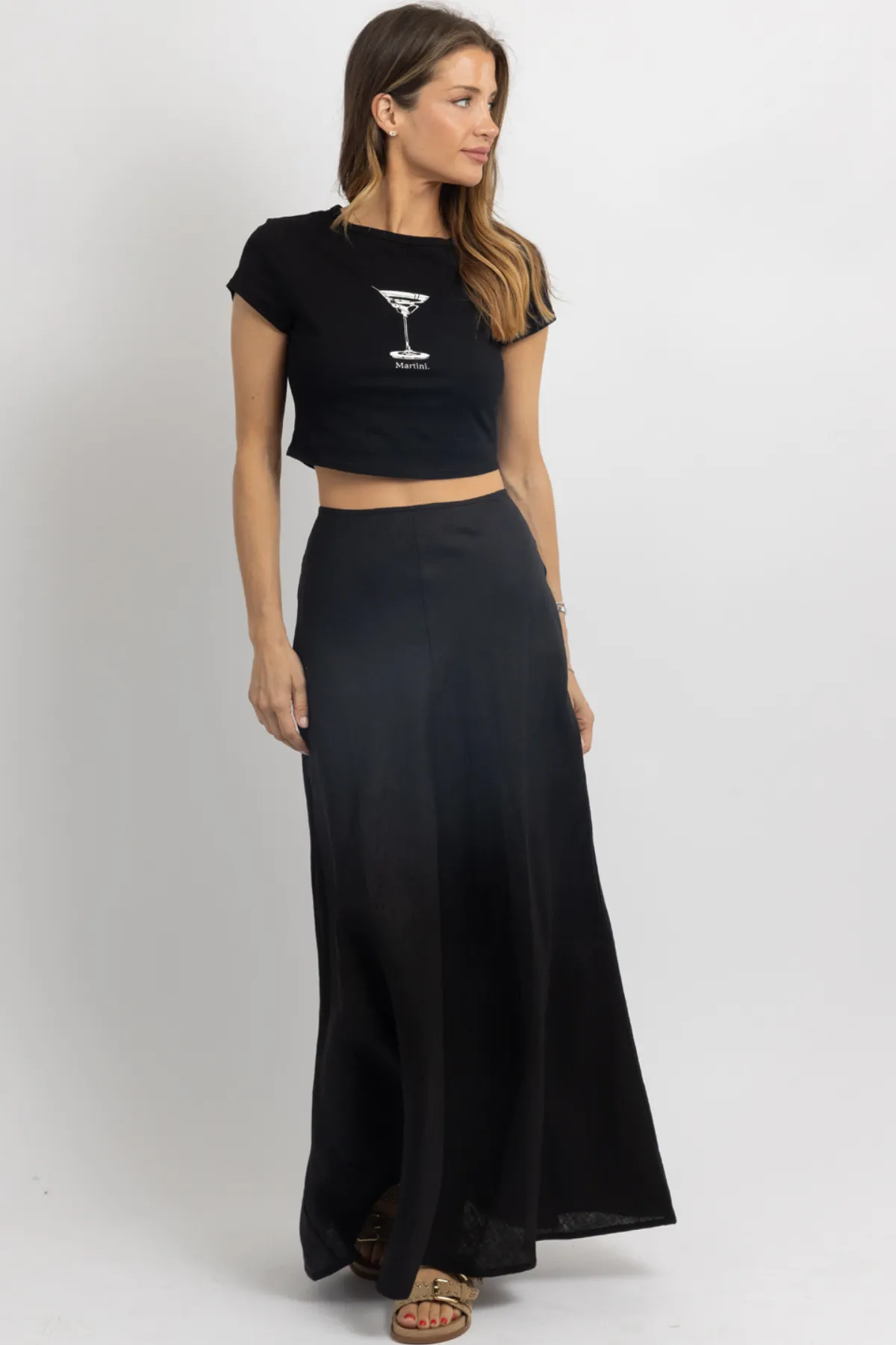 WESTOVER BLACK LINEN SKIRT