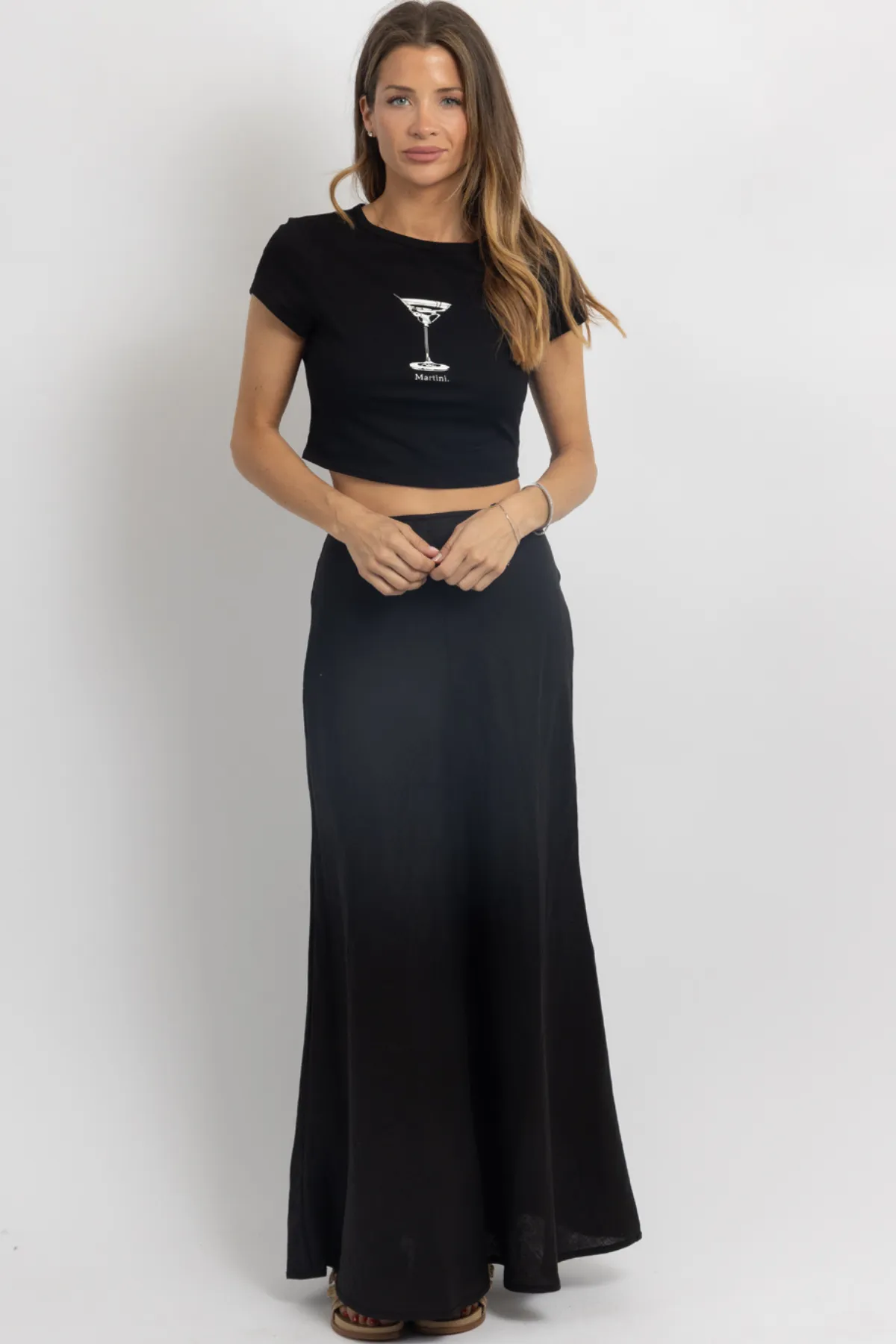 WESTOVER BLACK LINEN SKIRT