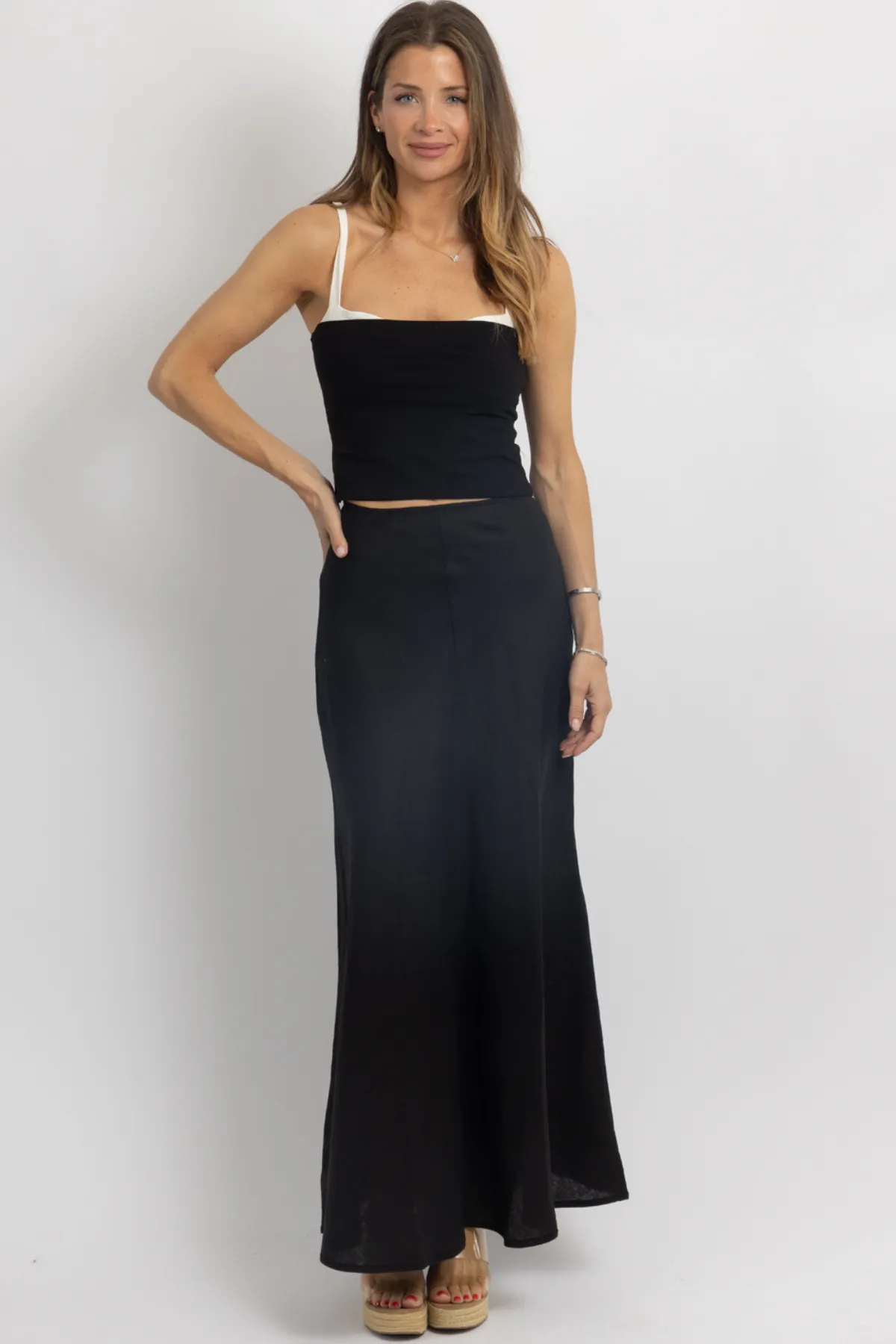 WESTOVER BLACK LINEN SKIRT