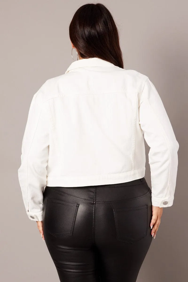 White Cropped Denim Jacket