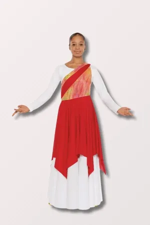 Women's Iridescent Asymmetrical Tunic - Citrus/Red
