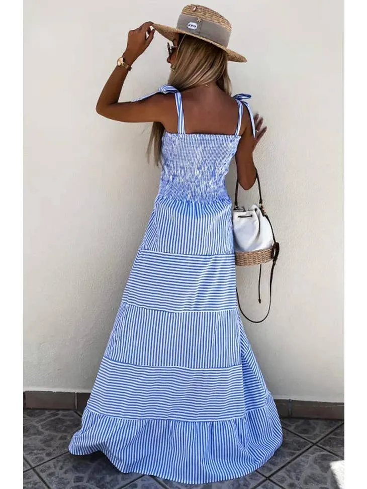 Women's Martine Shirred Striped Maxi Dress