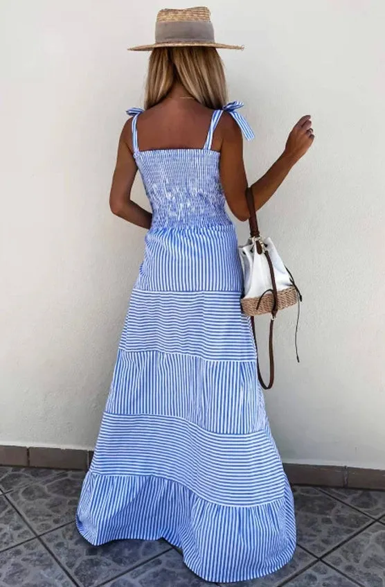 Women's Martine Shirred Striped Maxi Dress