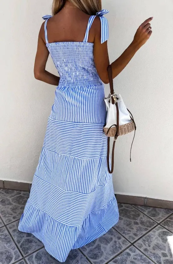 Women's Martine Shirred Striped Maxi Dress