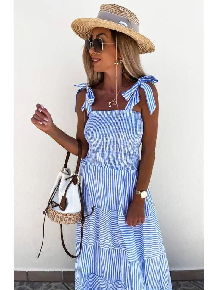 Women's Martine Shirred Striped Maxi Dress