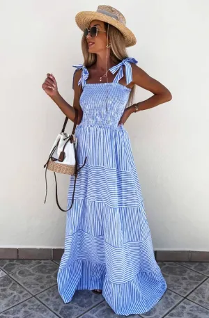 Women's Martine Shirred Striped Maxi Dress