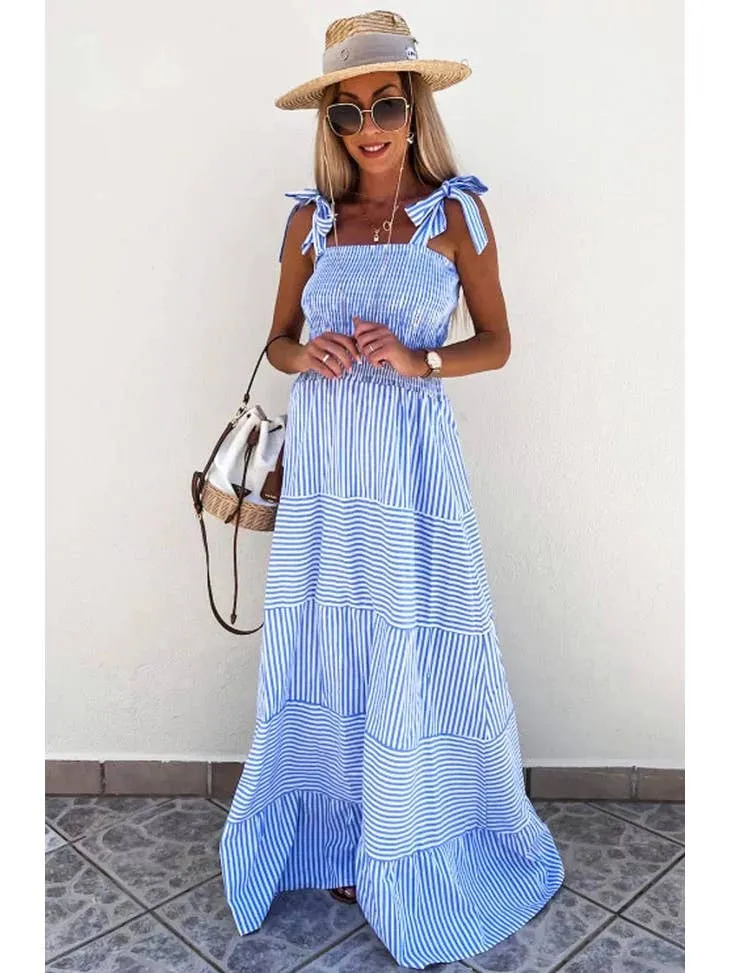 Women's Martine Shirred Striped Maxi Dress