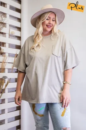 Women's Plus Mineral Washed Cotton Jersey Boxy Tunic