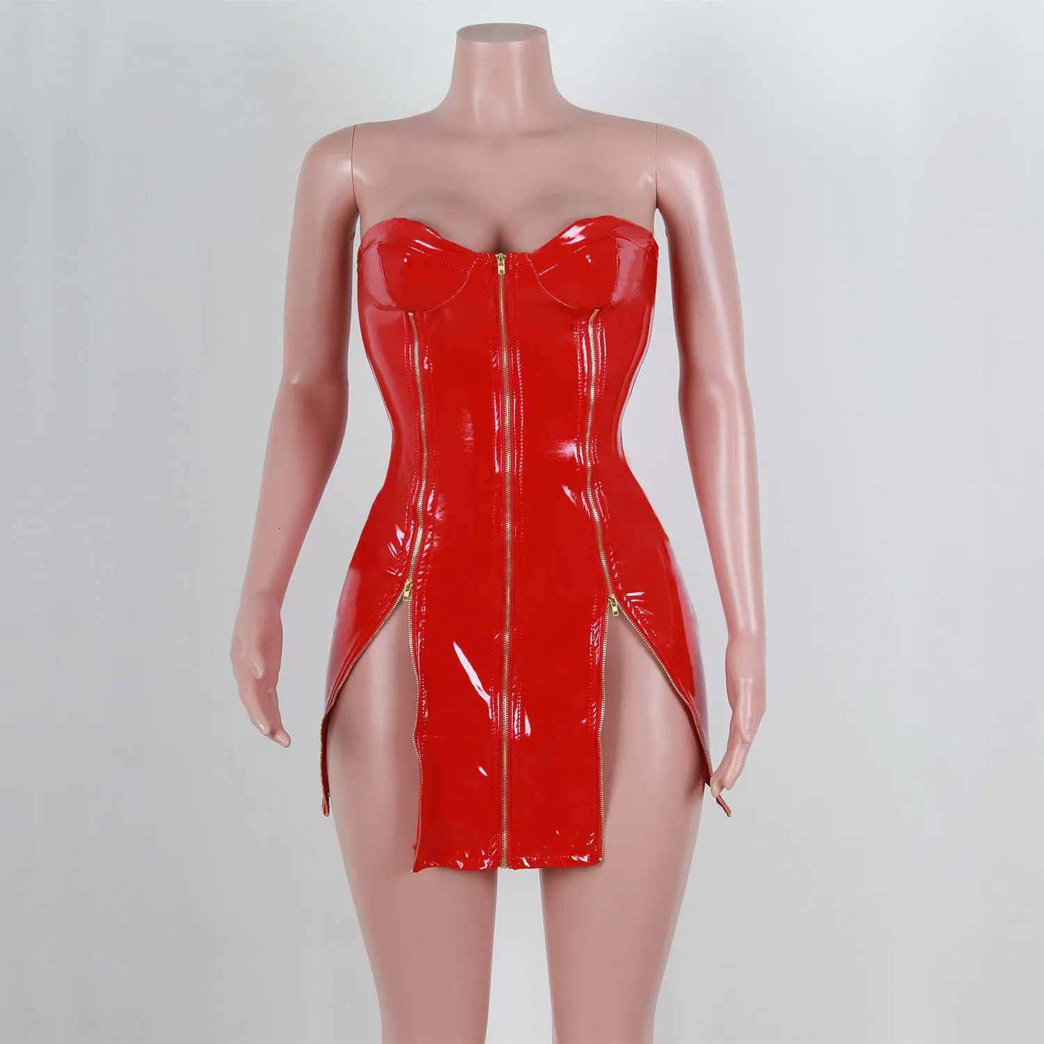 Women's Summer Sheath PU Leather Mini Dress