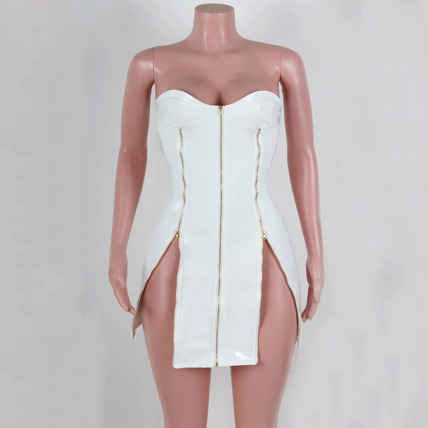 Women's Summer Sheath PU Leather Mini Dress