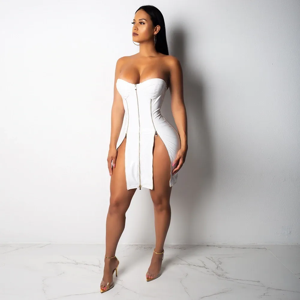 Women's Summer Sheath PU Leather Mini Dress