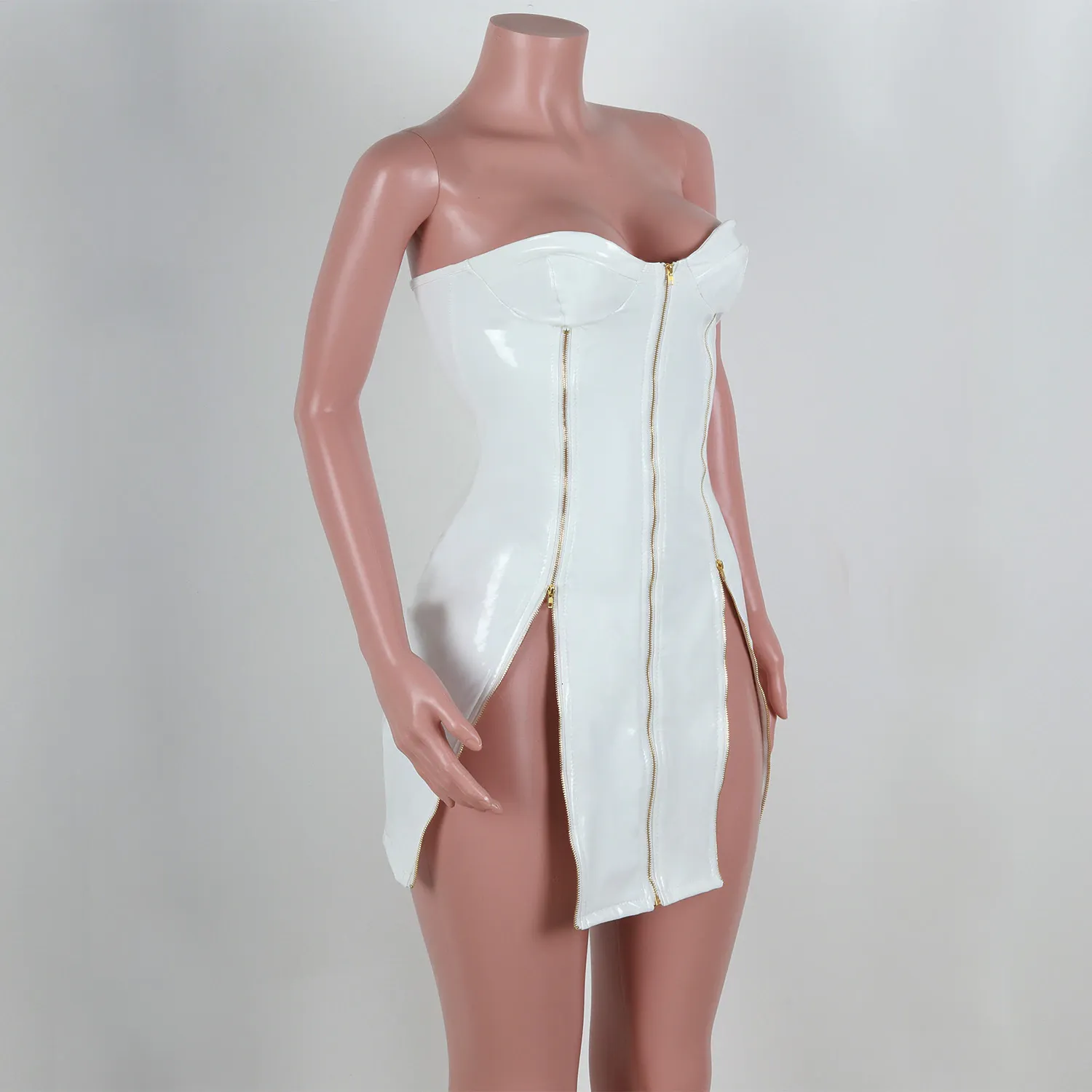 Women's Summer Sheath PU Leather Mini Dress