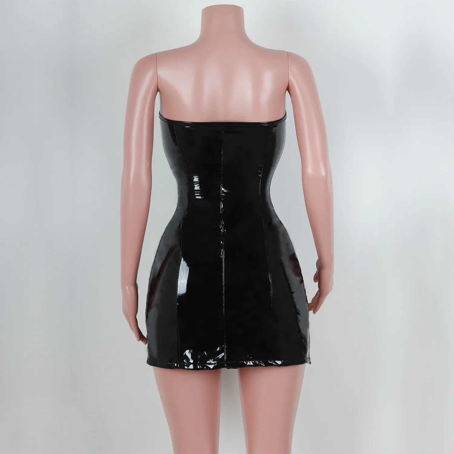 Women's Summer Sheath PU Leather Mini Dress