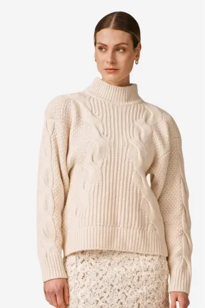 Wool Knit Turtleneck Off White