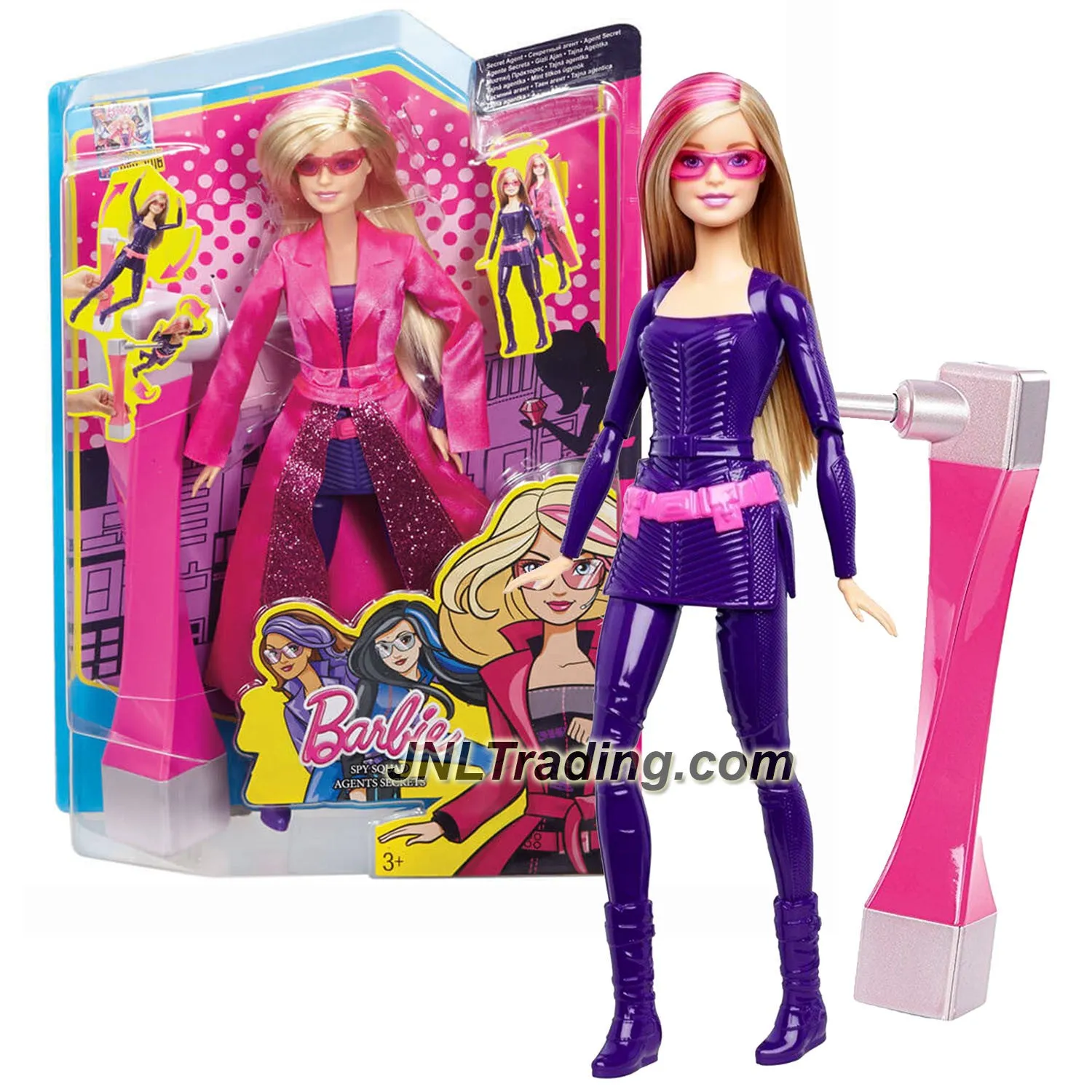 Year 2015 Barbie Spy Squad Series 12 Inch Doll - Secret Agent BARBIE with 2 Looks (Trench Coat & Spy Suit ) and Spinning Action with Roller