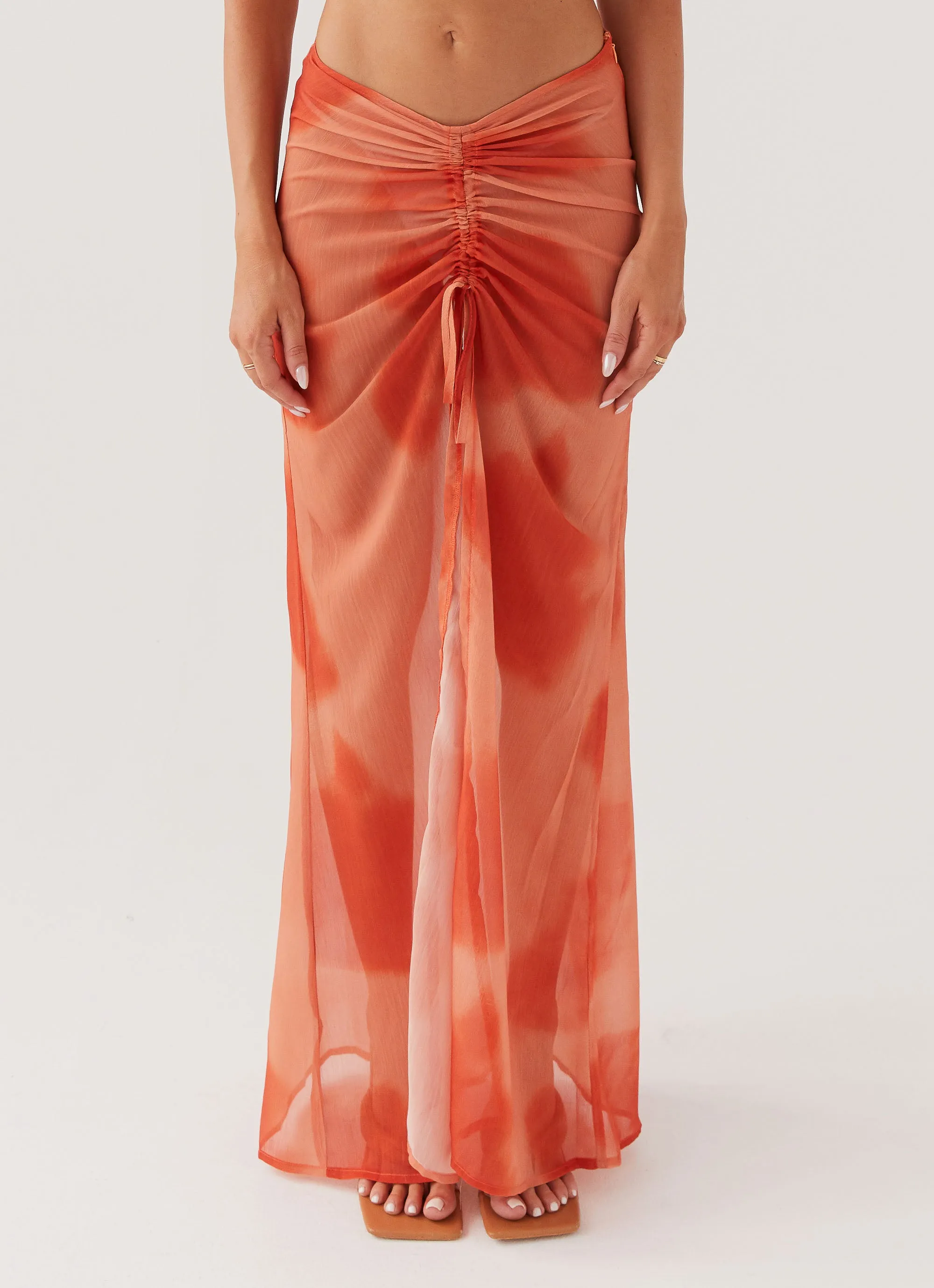 Zenta Ruched Maxi Skirt - Copper