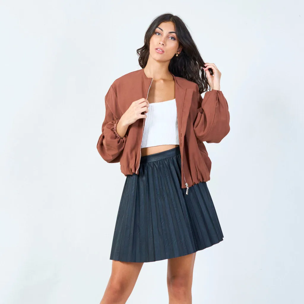 Zip-up cropped bomber jacket wholesale